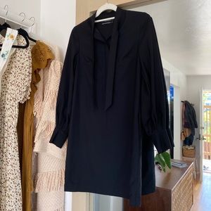 Club Monaco Black Stretch Wool Balloon Long Sleeve Button Front Dress 2